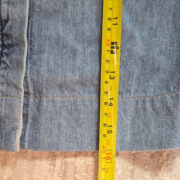 Frame Gillian Denim Top Eugenia Blouse Ruched Puff Sleeve Button Up Blue XS - Picture 7 of 7